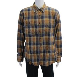 Wallace & Barnes Mens Cotton Classic Plaid Collar Button Down Shirt Brown Sz XL